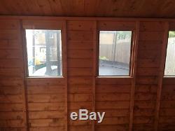 10x8 Wooden Garden Shed Windows Double Door Apex Roof Excellent Condition