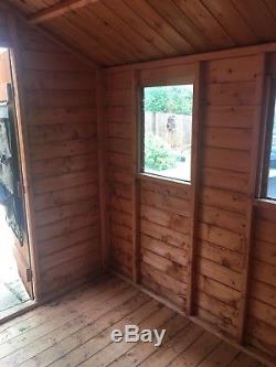 10x8 Wooden Garden Shed Windows Double Door Apex Roof Excellent Condition