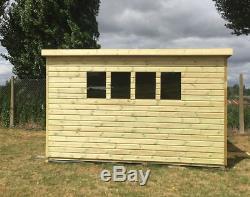 10x8ft Wooden Ultimate Tantalised Pent Shed Garden Roof 2.6ft Wide Single Door