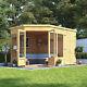 11x7 Corner Pent Summer House Right Side Store Garden Wooden Shed Dual Room New