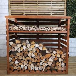 122cm x 122cm Large Wooden Outdoor Garden Patio Log Store Shed with Shelf