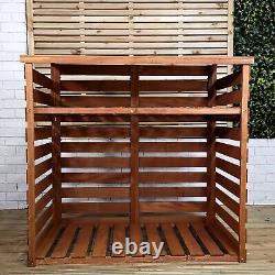 122cm x 122cm Large Wooden Outdoor Garden Patio Log Store Shed with Shelf