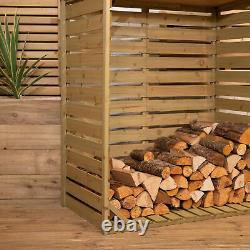 123cm x 115cm Large Wooden Outdoor Garden Patio Log Store Shed