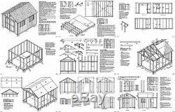 12 x 10 Garden Wood Storage Backyard Outdoor Shed Plans, Design # 21210