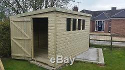 12 x 8 19mm Tanalised & Pressure Treated T&G Pent Shed, Garden Shed