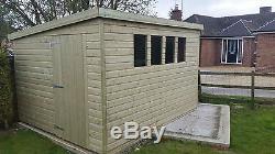 12 x 8 19mm Tanalised & Pressure Treated T&G Pent Shed, Garden Shed