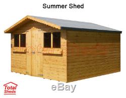 12ft X 10ft Garden Shed Summer House With +1ft Overhang High Quality Timber Wood