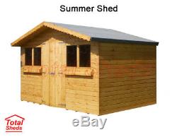 12ft X 8ft Garden Shed Summer House With+1ft Overhang High Quality Wooden Timber