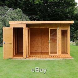 12ft x 8ft Combi Summerhouse Side Shed Premium Double Doors Garden Room Workshop