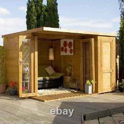 12ft x 8ft GARDEN SUMMERHOUSE TONGUE & GROOVE CLAD SIDE STORE SHED NEW Un Used