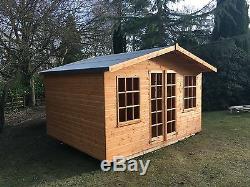 12x10 GEORGIAN SUMMER HOUSE, WOODEN SHED/GARDEN BUILDING. FREE FITTING
