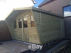 12x10' Garden Shed Summerhouse 19mm Tanalised Ultimate Heavy Duty 4' Double Door
