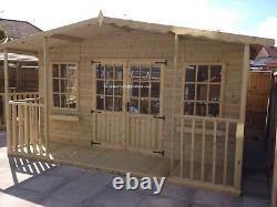 12x10 SUMMERHOUSE APEX SHED GARDEN ROOM SUMMER HOUSE CABIN TIMBER OFFICE TREATED