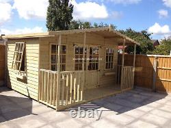 12x10 SUMMERHOUSE APEX SHED GARDEN ROOM SUMMER HOUSE CABIN TIMBER OFFICE TREATED