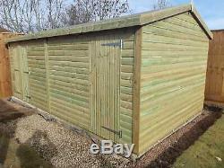 12x10'Whitefield' Wooden Garden Shed/Workshop/Garage Heavy Duty Tanalised