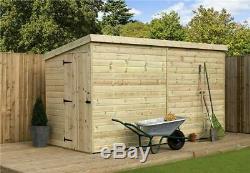 12x4 Garden Shed Shiplap Pent Roof Tanalised Pressure Treated Door Leftt End