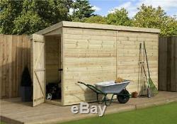 12x4 Garden Shed Shiplap Pent Roof Tanalised Pressure Treated Door Leftt End