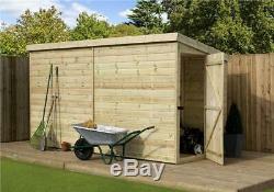 12x4 Garden Shed Shiplap Pent Roof Tanalised Pressure Treated Door Right End
