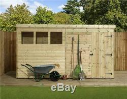 12x5 Garden Shed Shiplap Pent Tanalised Windows Pressure Treated Door Right