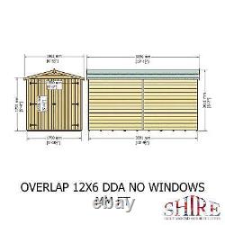 12x6 Overlap Double Door No windows Garden Storage Outdoor Wooden Shed