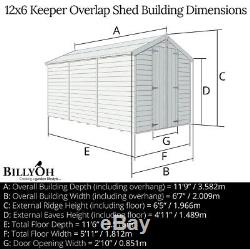 12x6 Overlap Garden Wooden Shed Windowless Double Door Apex Roof & Felt 12FT 6FT