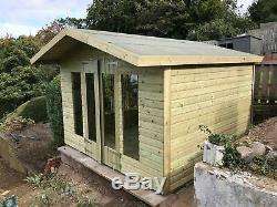 12x8 Elder Summerhouse ReverseApex Tanalised Shed Mancave Office Garden Building