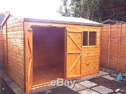 12x8 HEAVY DUTY SHIP LAP T&G APEX GARDEN STORAGE SHED DOUBLE DOORS, ASSEMBLED NEW