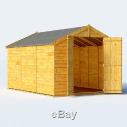 12x8 Overlap Garden Wooden Shed Windowless Double Door Apex Roof & Felt 12FT 8FT