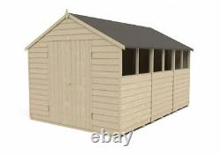 12x8 Overlap Pressure Treated Apex Double Door Wooden Shed Installation Option