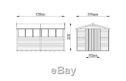 12x8 Overlap Wooden Shed Window Double Door Apex Roof Felt Garden Shed 12ft 8ft