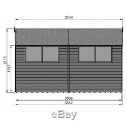 12x8 Overlap Wooden Shed Window Double Door Apex Roof Felt Garden Sheds 12ft 8ft