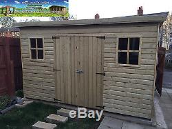 12x8 Pent Garden Shed Workshop Tanalised 16mm T&G Pressure Treated Best Quality