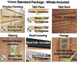 12x8 Wooden Garden Shed Premium Heavy Duty 16MM T&G Shiplap Cladding Workshop