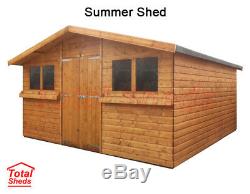 13ft X 10ft Garden Shed Summer House With +1ft Overhang High Quality Wood Timber