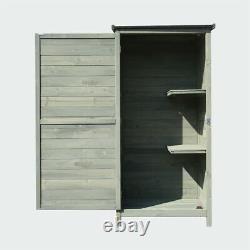 142 cm Tall Shabby Wooden Outdoor Slim Garden Shed Tool Storage Cabinet Cupboard