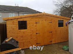 14'X8' Wooden Garden Shed T&G Timber INSTALLED Heavy Duty Hut Workshop Store