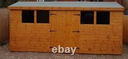 14'X8' Wooden Garden Shed T&G Timber INSTALLED Heavy Duty Hut Workshop Store