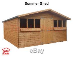 14ft X 10ft Garden Shed Summer House With +1ft Overhang High Quality Wood Timber