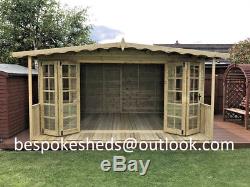 14hx10 With 2ft Veranda Summer House Heavy Duty Garden Office T&G Tanalised Shed