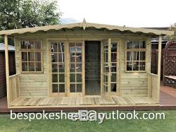 14hx10 With 2ft Veranda Summer House Heavy Duty Garden Office T&G Tanalised Shed