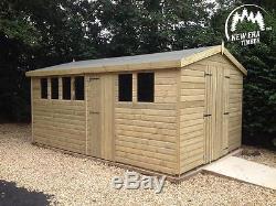 14x10 Heavy Duty'Katy' Tanalised Apex Wooden Garden Shed, Sheds, Workshop