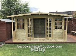 14x12 With 2ft Veranda Summer House Heavy Duty Garden Office T&G Tanalised Shed