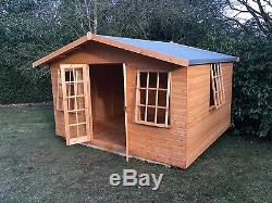 14x6 GEORGIAN SUMMER HOUSE, WOODEN SHED/GARDEN BUILDING. FREE FITTING