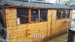 14x6 Heavy Duty Garden Shed Wooden Wood 4.2m x 1.7m Glass Windows Birmingham