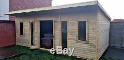 14x6 PENT SUMMER HOUSE GARDEN OFFICE SHED LOG CABIN MAN CAVE HEAVY DUTY