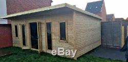 14x6 PENT SUMMER HOUSE GARDEN OFFICE SHED LOG CABIN MAN CAVE HEAVY DUTY