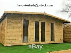 14x8 Apex Summer house Log Cabin Heavy Duty Garden Office Shed 19mm T&G Man Cave