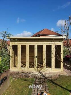 14x8 STUDIO OFFICE GARDEN PENT MODERN SUMMER HOUSE SUNROOM SHED MAN CAVE TREATED