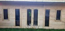 14x8 Summer House Pent Contemporary Garden Office Shed Log Cabin Gym Tanalised