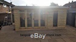 14x8 Summerhouse Reverse Apex Contemporary Shed Garden Office Tanalise Log Cabin
